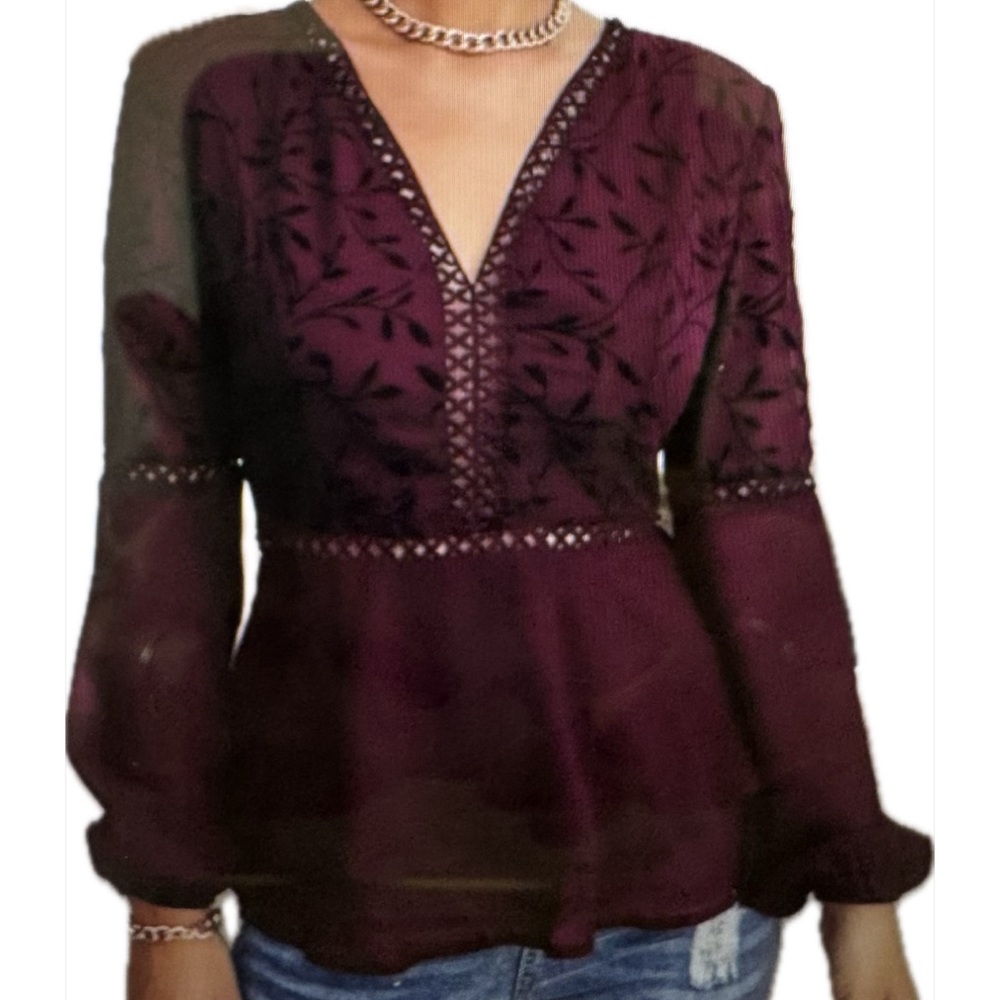NWOT - Women's Sleeve Peplum Blouse - Size XL